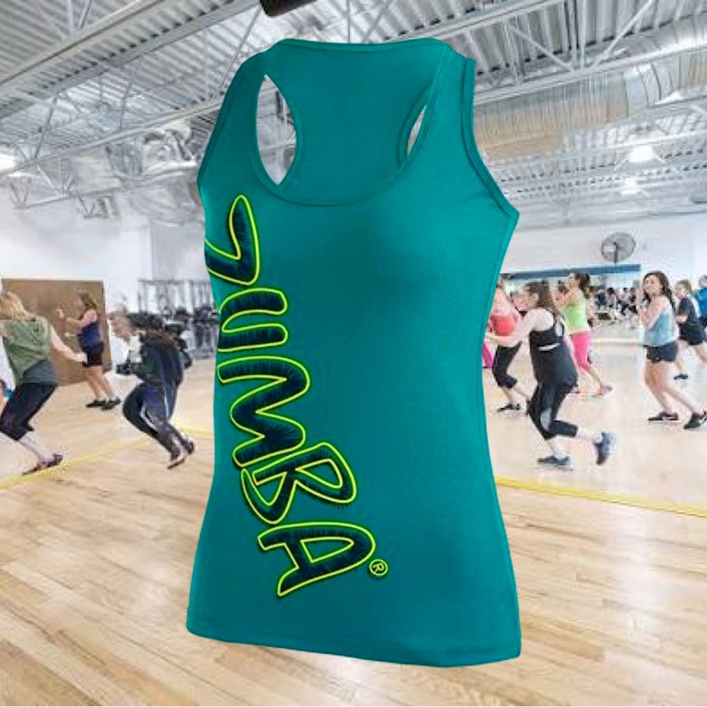 Lot of 4 Zumba Tank Tops - Teal, Purple, Yellow, Black/Lime Green Size XXL - Picture 6 of 9